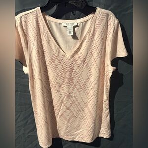 White House Black Market Light Pink Geometric Tee